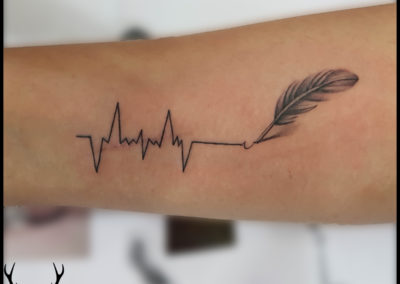 Heartbeat Feather Tattoo | tattoo design for girls | Tattoo designs for women